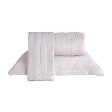 Imagem de KIT Cobre Leito Colcha King Lino Stile Tessi 3 Peças Matelado Liso LIN