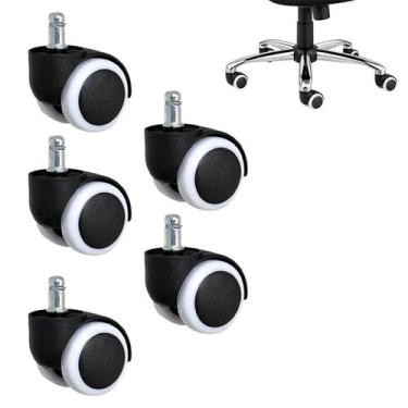 Imagem de Rodinha Giratoria de Cadeira Para Escritorio Kit 5 Uni Resistente Home