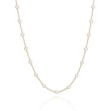 Imagem de Gargantilha Rommanel Elos Com Pérolas 42 Cm 530919 Cor:Dourado, Dourad
