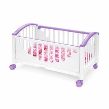 Imagem de Berço P/ Boneca Infantil Meu Bebê Branco e Roxo Monte Líbano