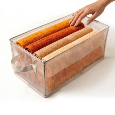 Imagem de Caixa Organizadora Transparente PVC Multiuso Dobrável 47x28x20 Guarda 