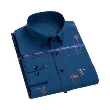 Imagem de Camisa Masculina Slim Fit De Manga Longa Para Negócios E Casual, Sem R