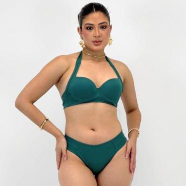 Imagem de Biquíni Sabrieli Texturizado com Bojo Tanga Sabrieli, P, Verde garrafa