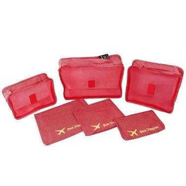 Imagem de Kit Necessaire para Viagem NV16004 em Nylon com 5 Peças Vermelho Uni H