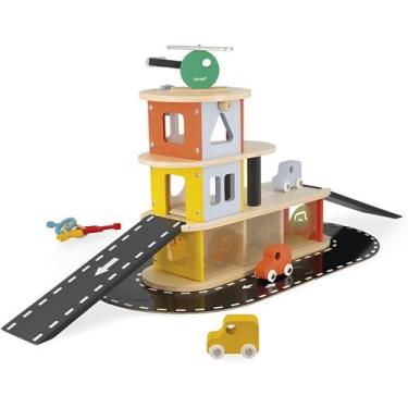 Imagem de Brinquedo Super Garagem de Madeira Pista Infantil com Carrinhos Janod 