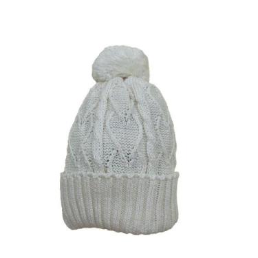 Imagem de Gorro de Tricô Para Meninas Com Pompom Pérola - Tricô Kids, Branco, G