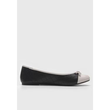 Imagem de Sapatilha feminina via uno confortavel bico redondo, PRETO OFF WHITE, 