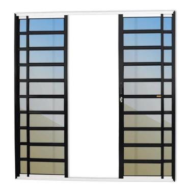 Imagem de Porta de Correr com Travessas 4 Folhas Super Vidro Reflex 210cm x 240c