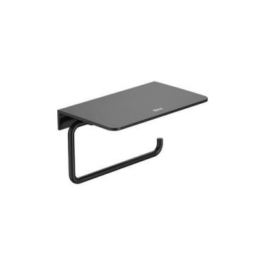 Imagem de Papeleira com Suporte Hotels Round 12,8cm x 12,7cm x 2,5cm Preto/Matte