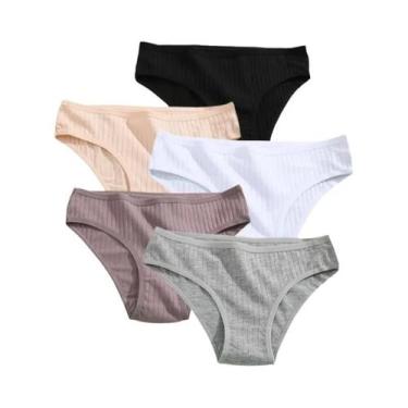 Imagem de Conjunto De Calcinhas De Algodão Femininas Lingerie Sexy Em Cores Sóli