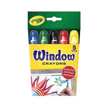 Imagem de Giz de Cera Lavável para Vidro Crayola Pacote com 5 Cores - Kit com 6