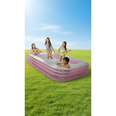 Imagem de Piscina Inflável Retangular 3000 Litros Rosa - Congratulations Store