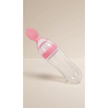 Imagem de Colher Dosadora Silicone Bebê 90ml Rosa - Congratulations Store