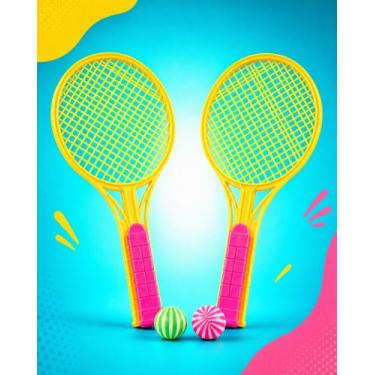 Imagem de Kit Raquete Infantil Ping Pong Gigante 30 cm com 2 Bolinhas Coloridas 