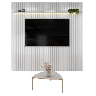 Imagem de Painel Para TV Trento 250 Ripado Bali LED com Mesa de centro Lina-Dj M