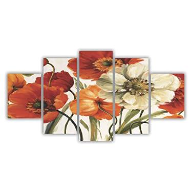 Imagem de Quadros Decorativos Mosaico MDF Floral Flores de Outono Laranja 115x60cm
