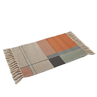 Imagem de jia cool, Tapete Boho, tapete de cozinha lavável, tapete de banheiro tecido pequeno algodão boêmio tribal fazenda borlas quarto corredor marroquino tapete de banheiro