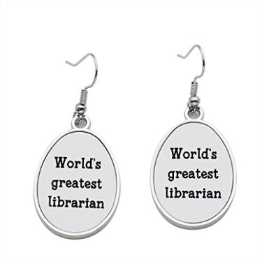 Imagem de World's Greatest Librarian Brinco - Brincos pendurados para meninas - Presente de festa de aniversário dos namorados, Metal, Sem pedras preciosas
