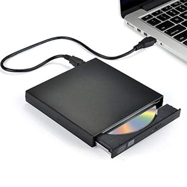 Imagem de Blingco Unidade externa de CD DVD, USB 2.0 Slim Protable Unidade externa CD-RW Gravador DVD-RW Gravador Player para laptop, notebook, PC, desktop, preto