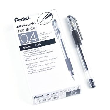 Imagem de Pentel Caneta Art Hybrid Technica de 0,4 mm, ponta ultrafina, tinta preta, caixa com 12 (KN104-A)