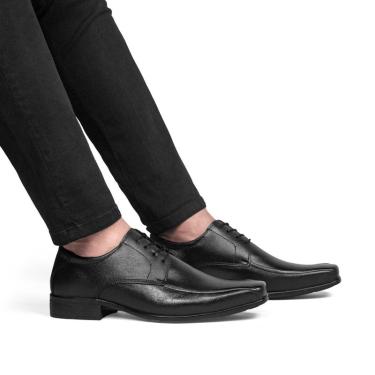 Imagem de Sapato Social Casual Masculino Bico Quadrado Derby Em Couro 3010