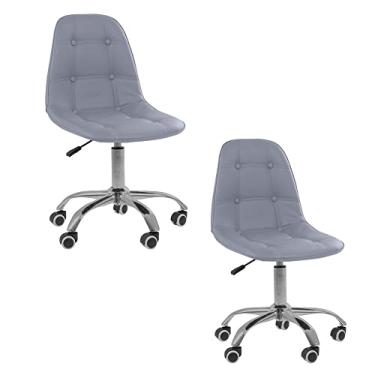Imagem de Kit 02 Cadeiras Office Eiffel Botonê Ajustável Base Giratória (Cinza)