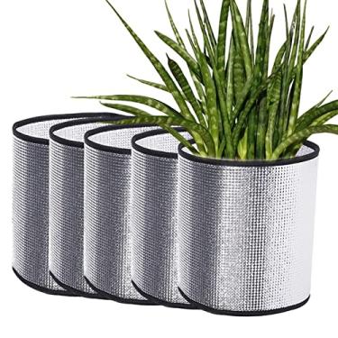 Imagem de de alumínio isolado, 5 pçs/conjunto de folha de alumínio de isolamento reflexivo para plantas, Escudo térmico de barreira radiante de jardim para cestas de plantas de 1-7 galões vasos de flores Sritob