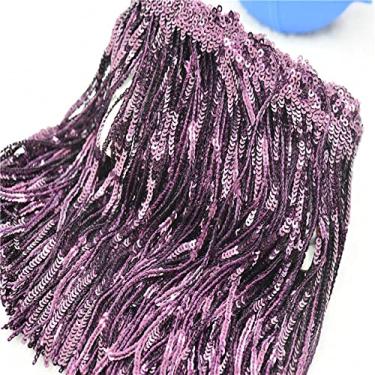 Imagem de Tecidos de renda de franja de borla a laser de 17 cm para artesanato de roupas de exibição fazendo decoração de saia de vestido, roxo, 5 jardas
