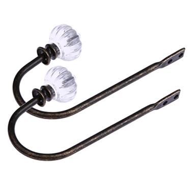 Imagem de pacote de metal cristal armário gaveta alça gancho gancho de parede fivela antigo clipe de cortina suporte gancho de parede, bronze