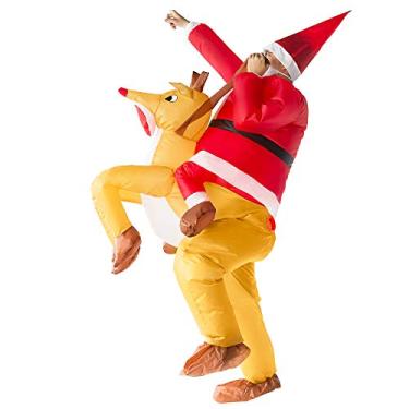 Imagem de UDYR Inflatable Costume for Adults Blow Up Costume Suit for Christmas Halloween Cosplay, Snowman and Reindeer Riding (reindeer rider)