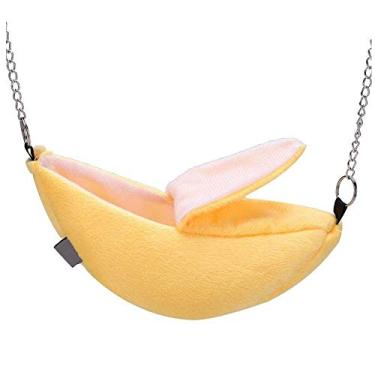 Imagem de 1 pacote hamster casa suspensa rede design banana animais pequenos gaiola de algodão ninho de dormir adequado para cama de animal de estimação pequeno pequeno brinquedos de hamster gaiola balanço (cor
