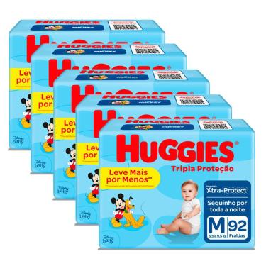 Imagem de Kit 5 Fralda Huggies Tripla Proteção Hiper M - 460 Tiras