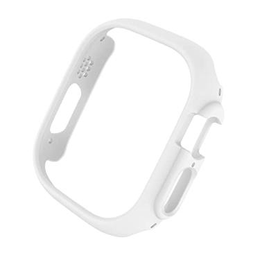 Imagem de KGFCE Capa fosca para Apple Watch Series 7/8 41mm45mm Bumper protetor Hard PC Frame Protector Case para iWatch Series8 Pro/Ultra 49mm (Cor: Branco, Tamanho: 41MM para Série 8)