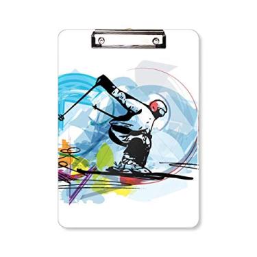 Imagem de DIYthinker Prancheta Ilustração de Esqui Freestyle Prancheta Pasta de Esqui Esporte de Inverno Placa de Fundo A4