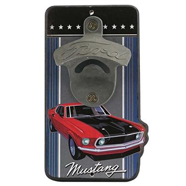 Imagem de Ford Red Mustang abridor de garrafas Vintage em relevo placa de arte de parede de metal – um produto oficialmente licenciado Ótimo complemento para adicionar o que você ama à decoração de sua casa/garagem