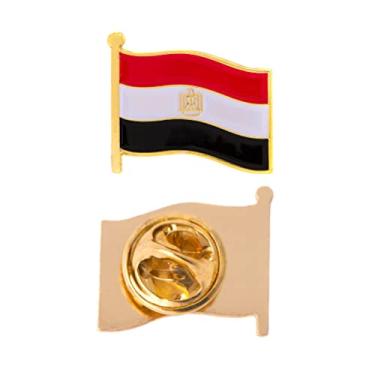 Imagem de Chapéu de lembrança de metal esmaltado do país egípcio masculino patriótico (bandeira ondulada com broche de lapela)