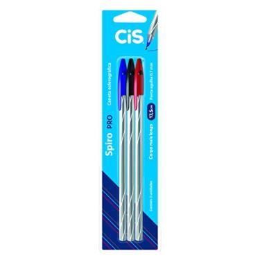 Imagem de CIS Spiro Pro Caneta Esferográfica 0.7mm, Blister com 3 Unidades (Azul, Preta e Vermelha)