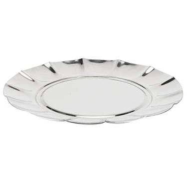 Imagem de Fait Aço Inoxidável Prato Redondo de Jantar Prato Alimentos Frutas Lanches Bandeja Utensílios de Mesa Acessório de Cozinha Adequado para Cozinhas Domésticas Bares Cafés (7 polegadas)