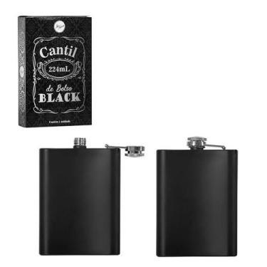 Imagem de Cantil De Bolso Black 224ml Inox - Art House