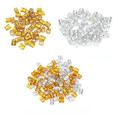 Imagem de Algema de trança de cabelo, contas de trança de cabelo, 3 tipos de contas de trança de cabelo de metal ajustáveis, anéis, punho, acessórios de ferramentas de decoração de beleza de cabelo (dourado 50g)