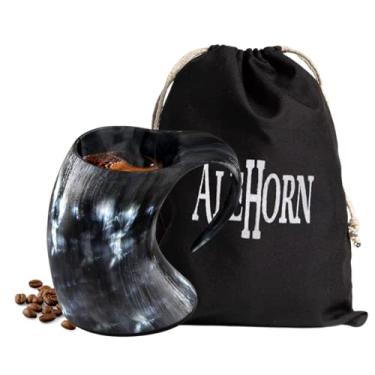 Imagem de AleHorn Chifre Viking feito à mão - Caneca de café | Presentes de Dia dos Pais | Tanque para Cerveja Mead Ale e Café | Recipiente seguro para alimentos com alça | Quente e frio | (227 g)