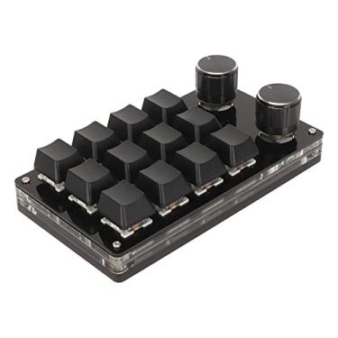 Imagem de Diydeg Teclado mecânico programável com uma mão, interruptor azul "faça você mesmo" programável mini teclado para jogos de 12 teclas com 2 botões, teclado mecânico universal plug and play com fio (branco leito)
