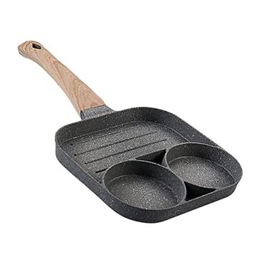 Imagem de Prettyia Frigideira para ovos, Frigideira antiaderente, frigideira divisora de 3 seções, frigideira de panqueca de ovo, frigideira antiaderente, frigideira de omelete para fogão a gás