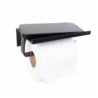 Imagem de Acessórios Para Banheiro Porta Toalha E Porta Papel C/Suporte de Celular (Preto)
