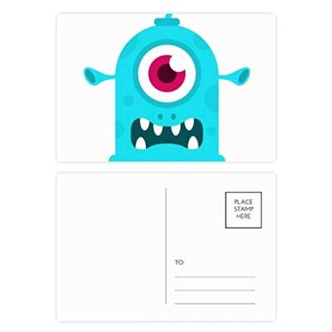 Imagem de Cartão postal Alien Blue Cyclops Universo e Alienígena, conjunto de cartão postal de aniversário para enviar cartões de agradecimento