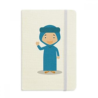 Imagem de Caderno Sorriso Azul Argélia Desenho Oficial Tecido Rígido Diário Clássico