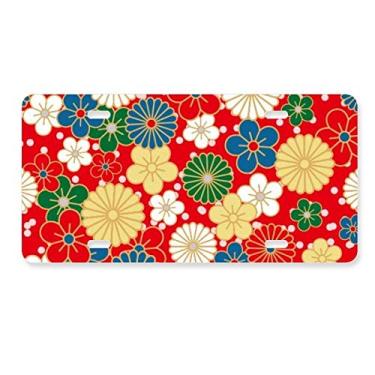 Imagem de DIYthinker Art Sakura Flowers Japanese Style Placa de carro Decoração de carro Acessório de aço inoxidável