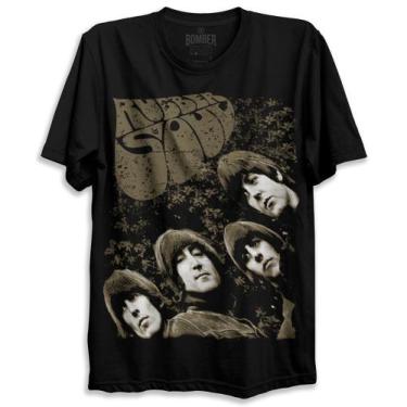 Imagem de Camiseta Preta Banda The Beatles Rubber Soul John Lennon Paul Mccartne