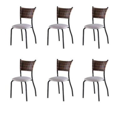 Imagem de Conjunto Com 6 Cadeiras Espanha Vi Bege 89 Cm - Mais Decor