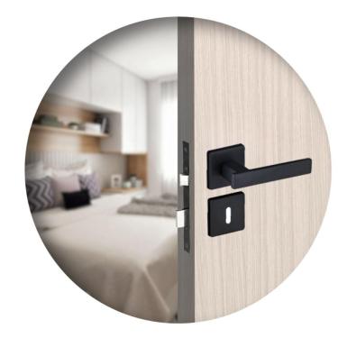 Imagem de Fechadura Para Porta Interna Quarto Roseta Concept 413 Preta Pado 40mm